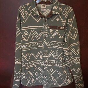 The North Face Green and White Patterned Shirt Jacket